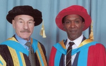 cropped Lemn and Chancellor of The University of Huddersfield Patrick Stewart